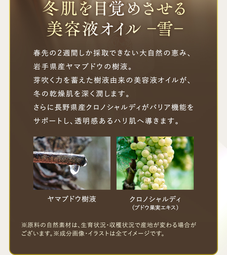 冬肌を目覚めさせる 美容液オイル ―雪―