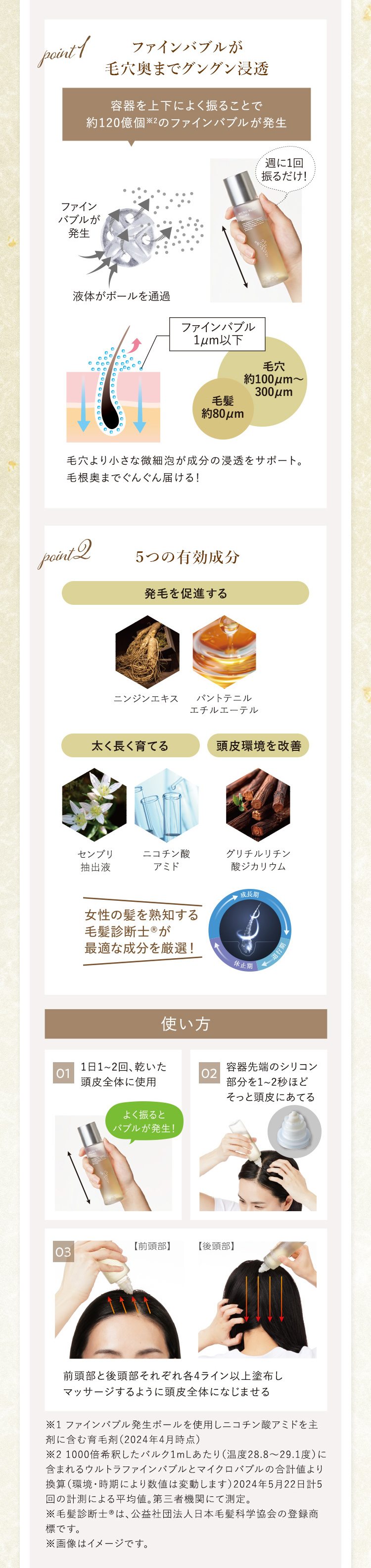 ファインバブルが 毛穴奥までグングン浸透